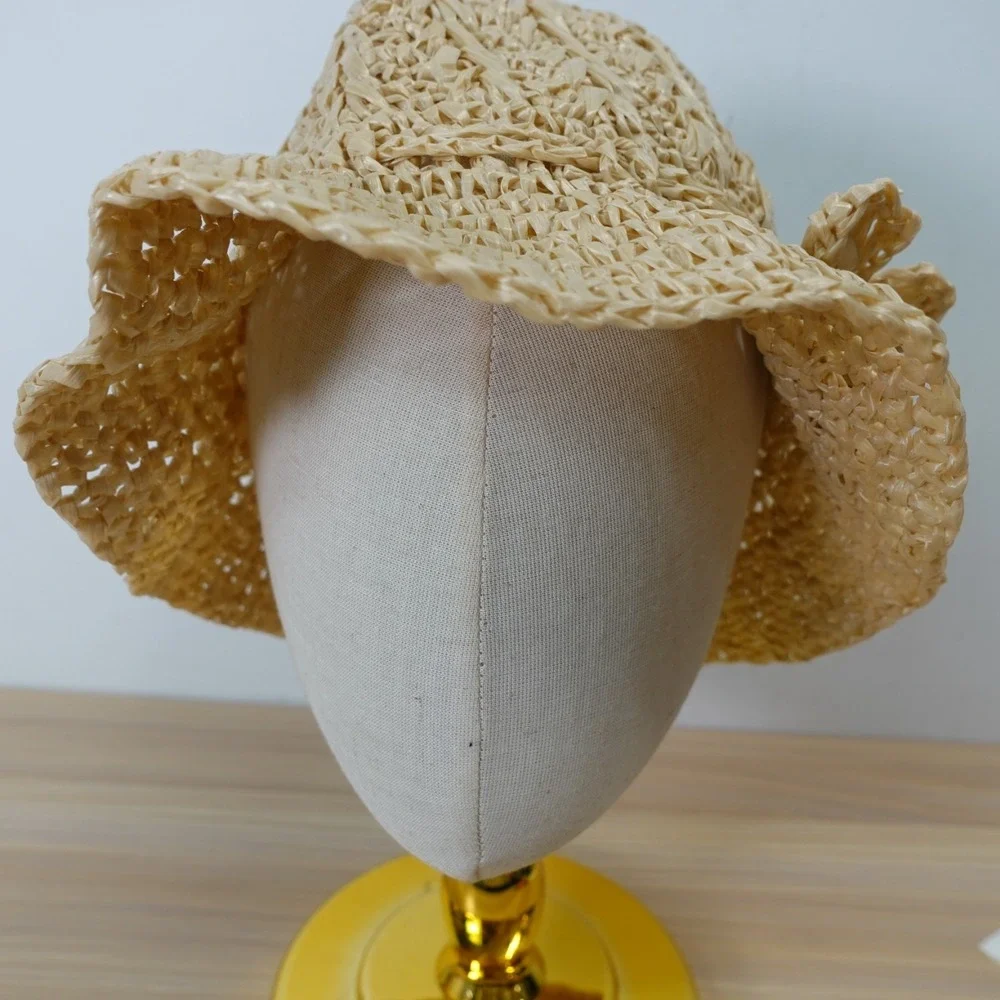 Straw Sun Hat Womens Natural Tan Cloche Floppy Summer Coachella Beach Boho Light